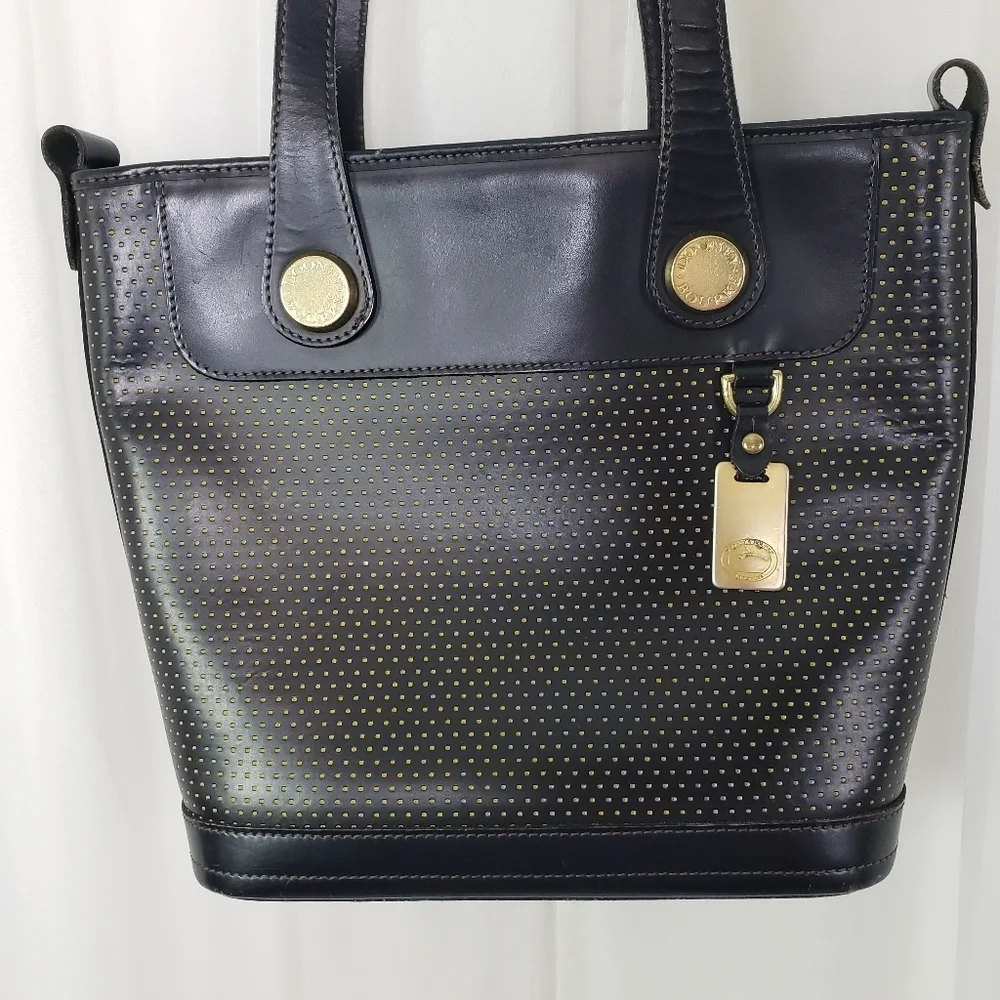 Vintage Dooney & Bourke black perforated leather large shoulder bag - Picture 2 of 13